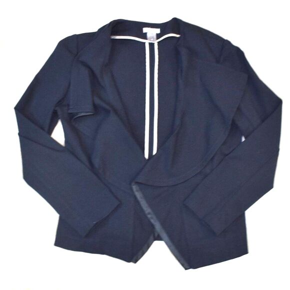 Vintage Cache Black Open Front Blazer Women’s 8 Ruffled Dressy Suit Jacket - Picture 2 of 14